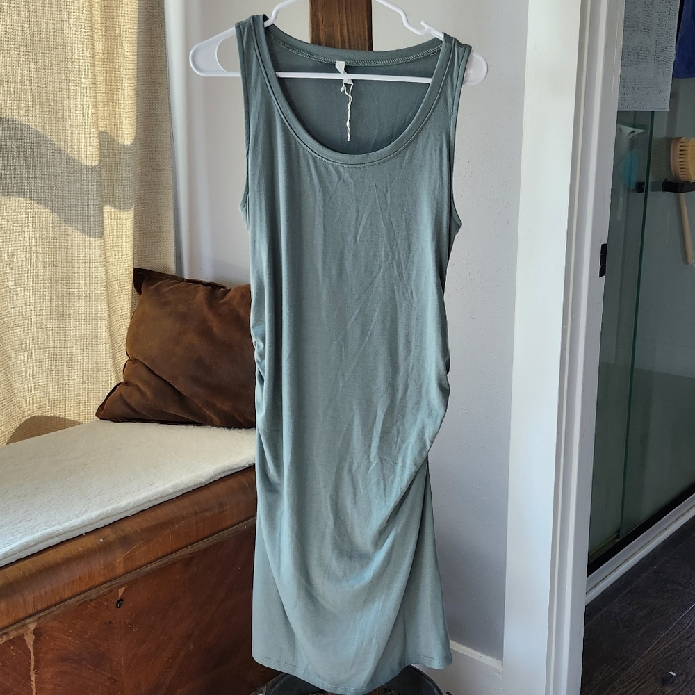 Pinkblush Dusty Teal Maternity Tank Dress, Size L, Made in USA